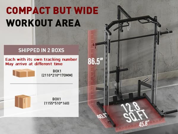 OPPSDECOR All-in-One Adjustable Smith Machine with LAT-Pull Down System - color: Grey