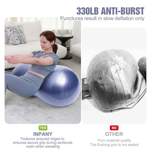 INPANY Peanut Ball - Exercise Ball for Labor Birthing, Anti-Burst Physical Therapy for Kids, Core Strength, Flexible Seating, Home & Gym Fintness, Sensory Chair Wiggle Seat for Girls and Boys