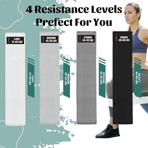 Fabric Resistance Bands for Squats, Glutes & Legs – 3‑Level Non‑Slip Booty Bands Set – Thick Loop Bands for Women & Men – Home Workout, Pilates & Yoga - color: Cream, Grey, Black