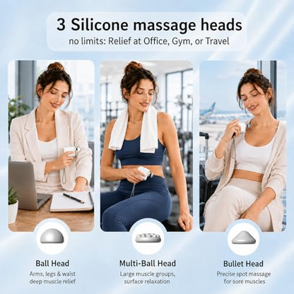 Pocket Mini Massage Gun,Percussion Deep Tissue Muscle Massager,Portable Handheld Massager Design with 3 Massage Heads All-in-one Storage Case,for Home,Gym,Office and Travel