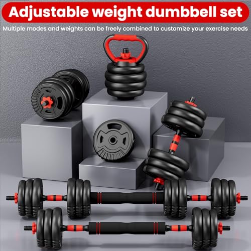 Adjustable Dumbbell Set, 22/33/45/70/90lbs Free Weight Set with Connector, 5-in-1 Dumbbell Set for Barbells, Kettlebells, Push up Stand, Weight Plate, Fitness Exercises for Home Gym Suitable Men/Women - color: 45LB (22.5LB Pair)