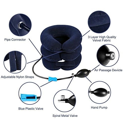 RUNZI Cervical Neck Traction Device Inflatable Neck Stretcher, Easy to Use for Chronic Neck and Shoulder Pain Relief Traction Spine Alignment, Neck Cervical Brace