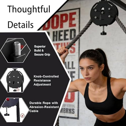 Endless Rope Trainer, Suspension Resistance Trainer Machine with Adjustable Resistance, 14 Ft Closed-Loop Nylon Rope, Pulley System for Home Gym Interval Resistance - color: Red