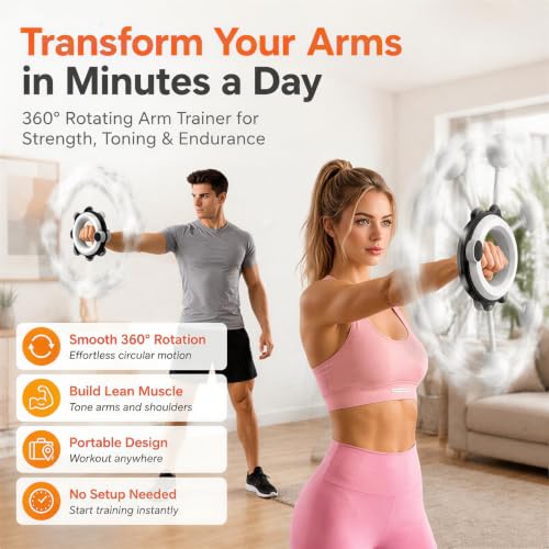 Arm and Shoulder Workout Equipment for Men and Women, 360° Hand-Crank Forearm Trainer, Shoulder Exercise and Mobility Trainer, Home Fitness Equipment for Chest and Upper Body Strength