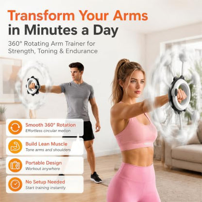 Arm and Shoulder Workout Equipment for Men and Women, 360° Hand-Crank Forearm Trainer, Shoulder Exercise and Mobility Trainer, Home Fitness Equipment for Chest and Upper Body Strength