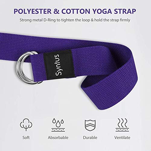 Syntus Yoga Block and Yoga Strap Set, Soft Non-Slip Yoga Blocks 9×6×4 inches, 8FT Metal D-Ring Strap for Yoga, General Fitness, Pilates, Stretching and Toning