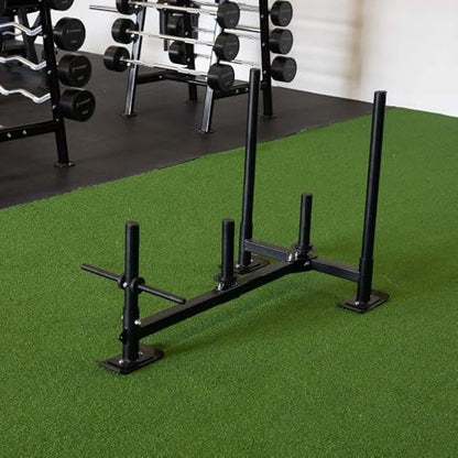 Titan Fitness High-Low Push Pull Drag Sled for Speed Training and Agility, 600 LB Capacity, Use on Grass, Turf, Concrete or Asphalt, Fits Olympic Weight Plates