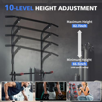 Dip Station Strength Training Dip Stands Station with Connecting Rod and Padded Handles for Home Gym & Fitness Training - color: Black-330lbs
