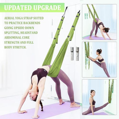 Leg Stretcher Strap, Adjustable Door Flexibility Trainer - color: Green
