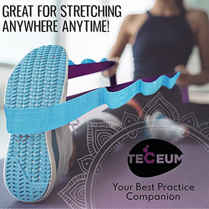 Stretching Strap with 10 Loops for Physical Therapy & Rehab | Non-Elastic Yoga Stretch Band for Hamstring, Leg, Hip & Knee Rehab, Pilates, Flexibility & Mobility Exercises for Men & Women