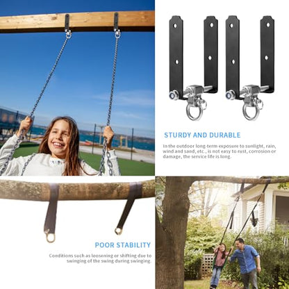2 Heavy Duty Swing Hangers, Wooden 180° Swing Set Accessories Hammock 660LB Capacity Playground Hammock Chair Rope, Sandbag Porch, Hanging Heavy Punching Bags (2 Pack)