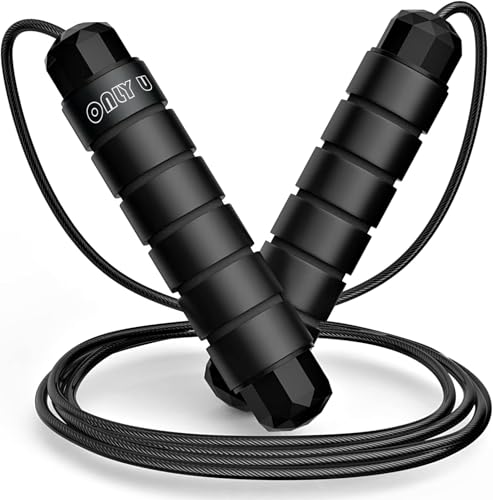 Jump Rope Workout Fitness Exercise Equipment Home Gym, Men Women and kids, Health,From Only U, (Multiple Colors) - color: Black