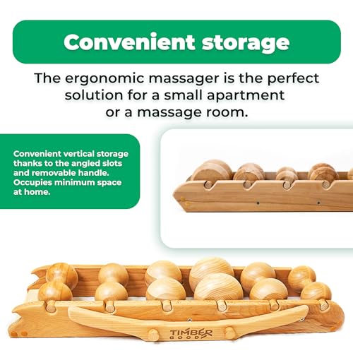 RIZONE 6-Rollers Massager for Back, Spine, Neck, Body and Legs Pain Relief – Wood Therapy Massage Tools