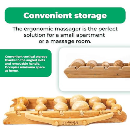 RIZONE 6-Rollers Massager for Back, Spine, Neck, Body and Legs Pain Relief – Wood Therapy Massage Tools