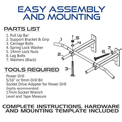 Wall Mount Pull Up Bar with Extra Clearance, Fits 16" Studs by Ultimate Body Press - color: Wall Mount Pull Up Bar