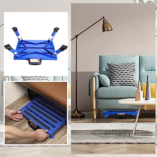 Aluminium RV Steps Adjustable Folding Step Stool with Non-Slip Rubber Feet, Stable Platform, Safety Strips, Handle, Easy Carry, Outdoor Camper Trailer Travel - Blue