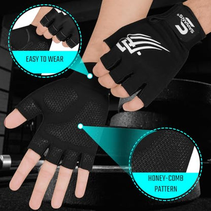 SAWANS Weight Lifting Workout Gloves Lightweight Breathable Padded Palm Protection Gym Gloves Non-Slip Silicone Grip for Men and Women Exercise Fitness Training Pull-ups Deadlifting