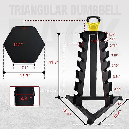 Balelinko Dumbbell Rack Stand Only, 6 Tier Triangular Frame Dumbbell Rack, Dumbbell Holder with 18 Dumbbell Storage Placements, 900 lbs Weight Capacity Weight Storage Stand for Home Gym，Black