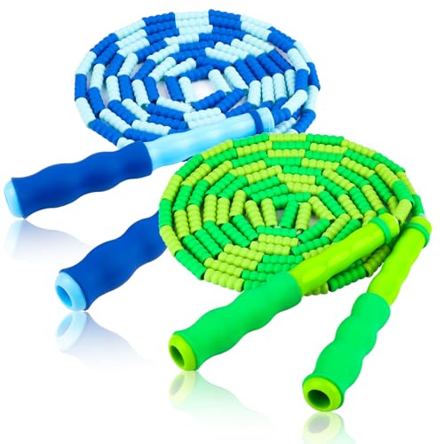 Jump Rope for Kids, Adjustable Jump Ropes for 4 5 6 7 8 10 12, Tangle Free - color: Green and Blue