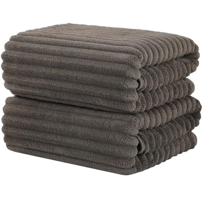 Luxury 2-Piece Quick-Dry Bath Towel Set 27.5X 55 Inches – Ultra Soft Microfiber for Bathroom, Bar, Pool, Gym & Travel – Elegant Twill Design
