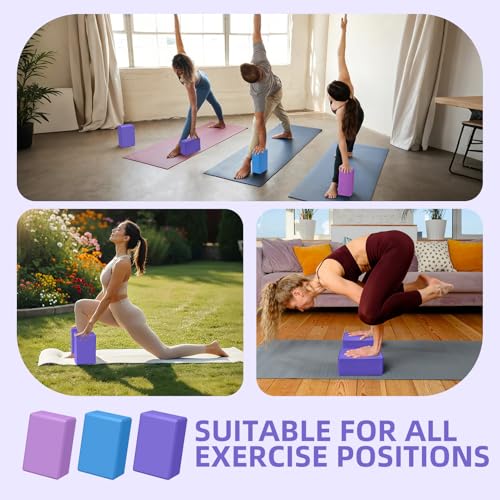 Large Foam Yoga Block 1 Pack, 9x6x4 Sturdy Pilates Block, Workout Block, Non Slip Surface Yoga Brick for Pilates Meditation, Stretching and Toning - color: Violet