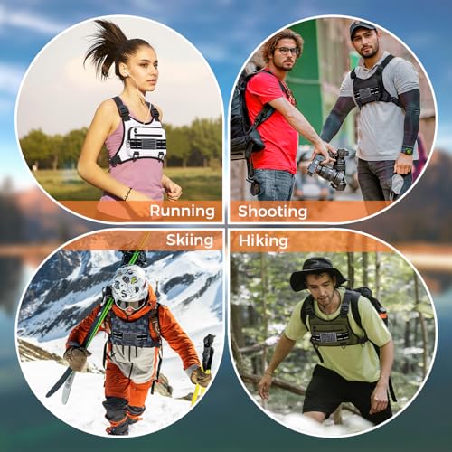 Muserise Sports Chest Bag For Men Women, Water Resistant Lightweight Front Chest Pack, Running Vest Bag With Built-In Phone Holder & Extra Storage For Workouts, Running, Cycling (White)