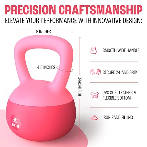 Soft Kettlebells, Serenilite Kettlebell Sets, Kettle Bell Sets for Women & Men, Safe Strength Training Kettlebells, Kettlebell Weights for Home Workouts & More (5 LB Purple - 10 LB Red)