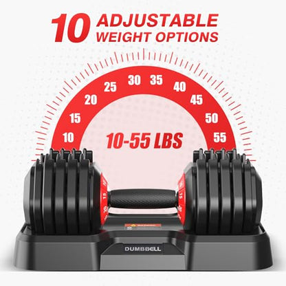 Adjustable Dumbbells Set, All in One Free Weights Dumbbells Set, 25/55/52.5lbs Weights Set with Anti-Slip Handle, 1 Sec Adjust Exercise & Fitness Equipment for Home Gym Strength Training