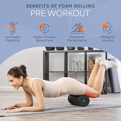 LifePro Surger Vibrating Foam Roller — Electric 4-Speed Deep Tissue Massager with Built-in Timer — Full Body Massage and Comfort for Back, Legs or Lats - size: Large