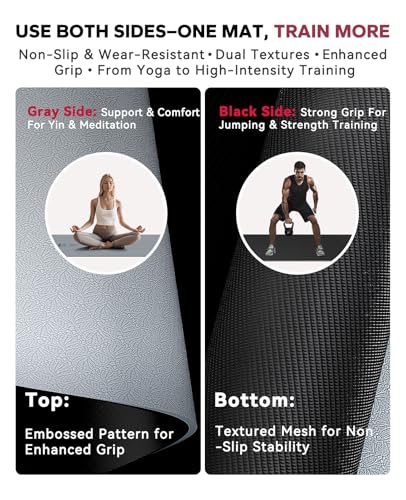 HAPBEAR Large Yoga Mat - 72"x36" Extra Wide Exercise Mat - 1/4" Thick Dual Color PVC | Anti-Slip Surface & High Cushioning - Ideal for Yoga, Pilates & Home Workouts - Bonus Mesh Bag