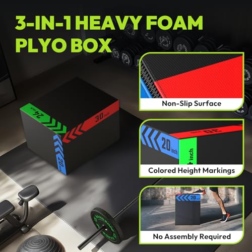 HANDBODE 3-in-1 Plyometric Box, Jump Training Equipment - style: 13 lb (12 x 14 x 16 inch)