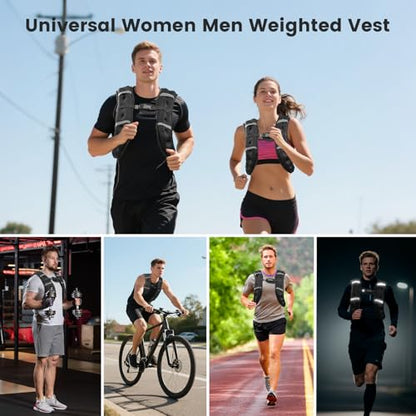 6lb/8lb/12lb/16lb/20Lb Weighted Vest Woman Men with Reflective Stripe, Chest Size Adjustable Strength Training Weight Vest for Walk Running Jogging - color: Black, size: 8 Lbs