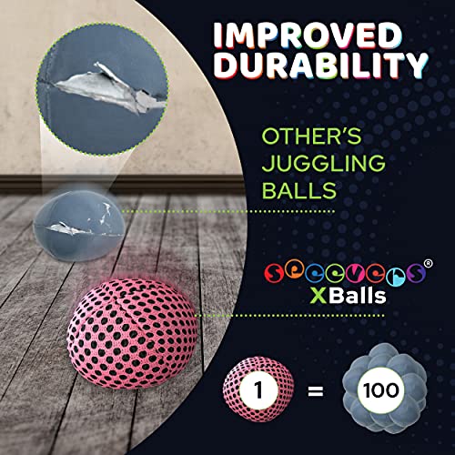 speevers Juggling Balls for Beginners and Professionals Set of 3, 14 Colors Available, 2 Layers of Net and Carry Case, Xballs Juggling Balls (Pink, 4.2 oz)