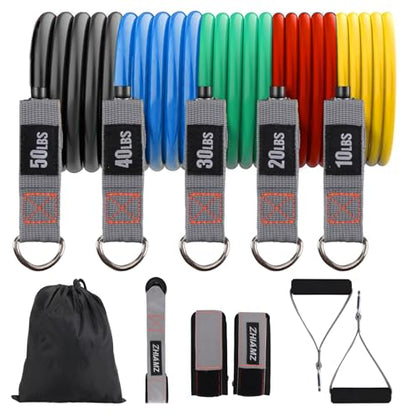 Resistance Bands with Handles, Single Resistance Bands, Exercise Bands with Handles, for Resistance Training, Physical Therapy, Home Workouts, Fitness, Pilates - color: 5 in 1 band -150lbs