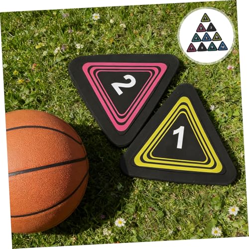 Outanaya 10pcs Numbered Agility Spot Markers Triangular Training Discs Non-Slip Flat Floor Cones for Football Basketball Fitness and Speed Drills