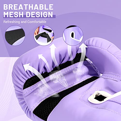 Boxing Gloves for Women - color: New Purple, size: 8oz
