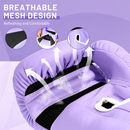 Boxing Gloves for Women - color: New Purple, size: 8oz