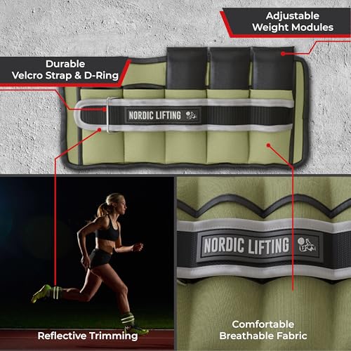 Adjustable Ankle Weights for Women & Men – 1 Pair (2–10 lbs) Wrist, Arm & Leg Weights for Gym, Yoga & Home Workouts – Secure Fit Strap Design – Durable Fitness Training Equipment - color: Army Green