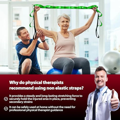 Stretching Strap with Loops for Physical Therapy,Yoga Strap for Stretching,Home Workout,Pilate & Flexibility Training,Non-Elastic Exercise Stretch Band for Hamstring,Leg Stretcher Belt,Flexibility Fascia