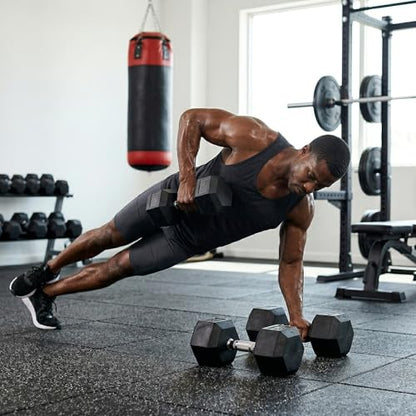 Rubber Hex Dumbbell, Multiple Weight Options 15-550 lbs - color: 55LB pair