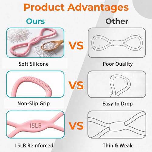 2PCS Figure 8 Resistance Bands with Handles – 15 lbs & 25 lbs Workout Bands for Women Men, Non-Slip Grip for Arms Yoga Pilates Physical Therap
