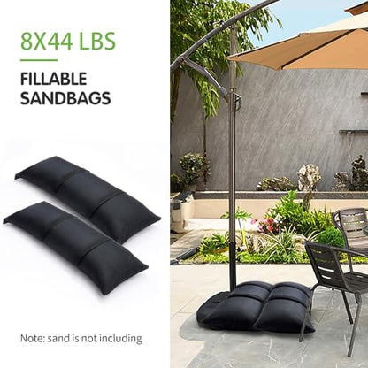 Sand Bags for Weight, 2 x 44 LBS Fillable Black Empty SandBags for Umbrella Base, Outdoor Cantilever Patio Umbrella Stand, Backyard Furniture, Trampoline(Without Sand)(2, Black)