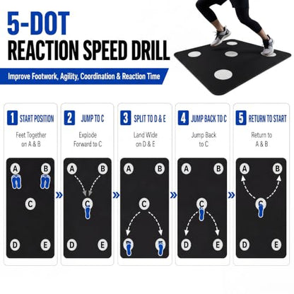 Dot Drill Mat for Reaction Speed Training Non-Slip 48.5 x 36 Inch Basketball Soccer Footwork Training Mat for Sports, Fitness, Improve Speed, Strength and Coordination