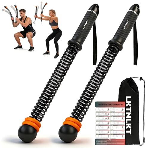 Weighted Ropeless Battle Ropes Adjustable Weight - Portable Cordless Battle Ropes for Home Gym with Workout Poster, Strength Building, HIIT & Low-Impact Cardio Training for Men & Women (Black) - color: Black