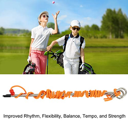 Golf Alignment Stick - Metal Swing Trainer with 5M Adjustable Elastic Tension Cord