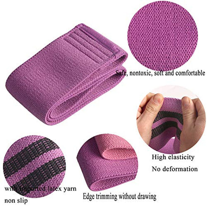 Fabric Resistance Loop Exercise Bands, Non Rolling Exercise Set of 3 Booty Bands Wide Workout Bands 3 Set, Booty Bands for Women & Men