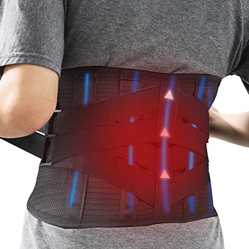 Back Brace with Heating Pad for Lower Back Pain, Cordless Heating Pad for Back, Heated Back Brace for Women and Men, Lumbar Support Brace for Sciatica, Scoliosis, Herniated Disc, Cramps, XL - size: XL(47"-57")