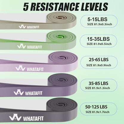 WHATAFIT Resistance Bands, 5 Level Pull Up Assistance Bands for Working Out - color: 5-125LBS GRAY PURPLE+GRIP