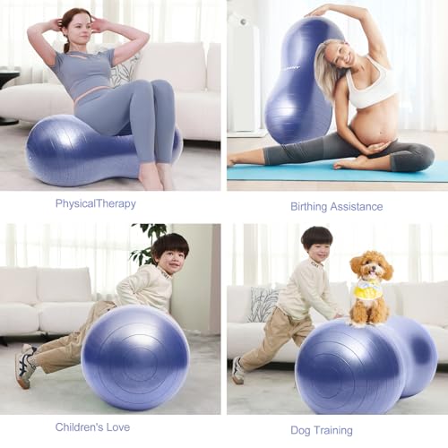 INPANY Peanut Ball - Exercise Ball for Labor Birthing, Anti-Burst Physical Therapy for Kids, Core Strength, Flexible Seating, Home & Gym Fintness, Sensory Chair Wiggle Seat for Girls and Boys