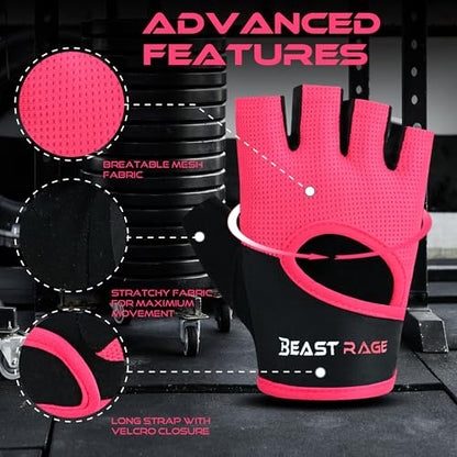 Workout Gloves for Men & Women - Fingerless Gym Gloves with Palm Protection, Breathable & Lightweight for Weightlifting, Cycling & Pull Up
